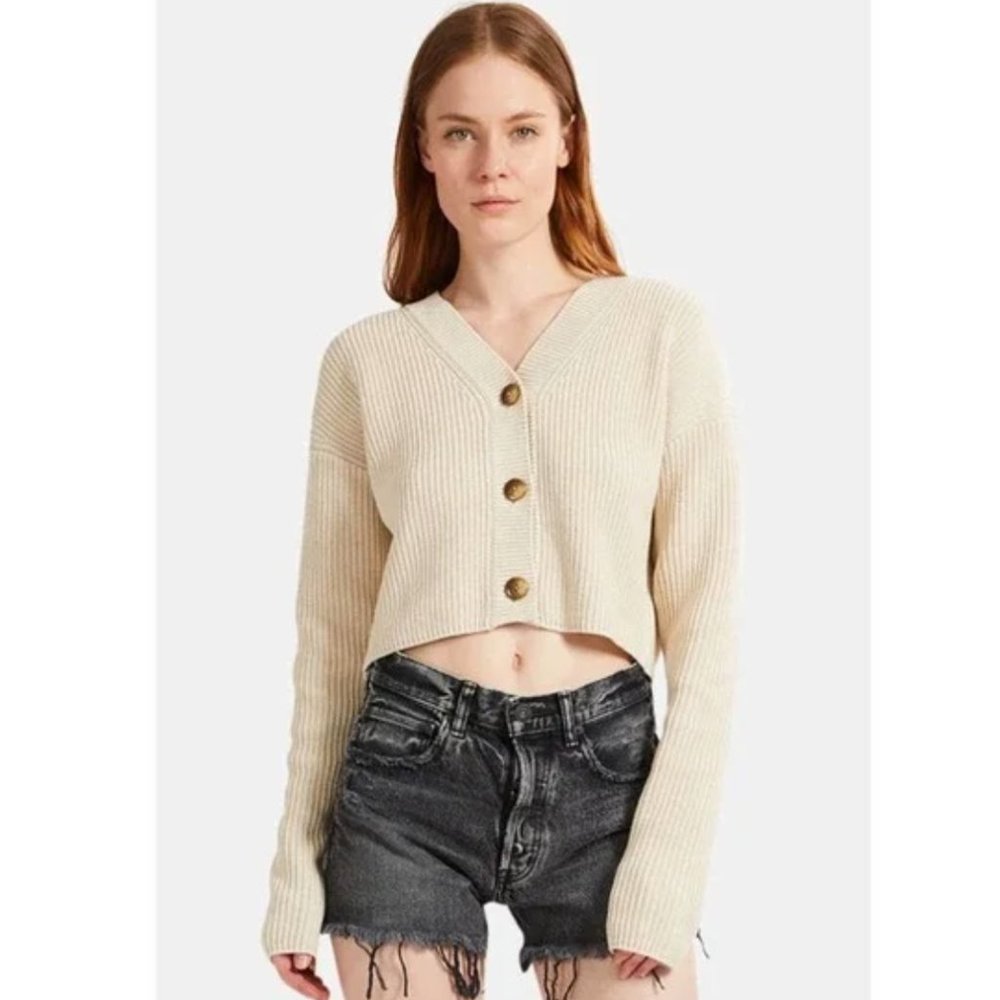 Moussy Vintage Rib Stitch Cropped Cardigan